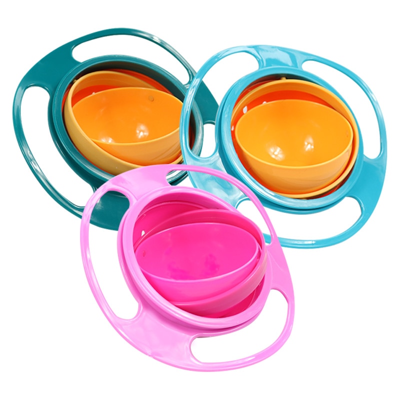 Universal Gyro Bowl Practical Design Children Rotary Balance Novelty Gyro Umbrella 360 Rotate Spill-Proof Solid Feeding Dishes